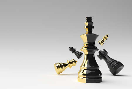 3D Render Realistic Chess king rook and pawns soldier illustration Design.の写真素材