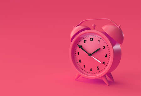 3D Render Close up alarm clock on Red background Design.の写真素材