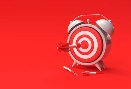 3D Render Alarm Clock Target with arrow  Time Management, Planning, Business Targeting and Smart solutions Design.の写真素材