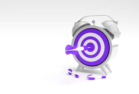 3D Render Alarm Clock Target with arrow  Time Management, Planning, Business Targeting and Smart solutions Design.の写真素材