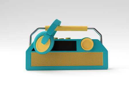 3D render illustration of the old vintage retro style radio receiver isolated on white background.の写真素材