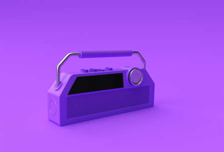 3D render illustration of the old vintage retro style radio receiver isolated on Purpple background.の写真素材