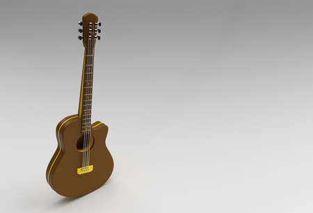 3D Render Acoustic Guitar on White Background 3d illustration Design.の写真素材