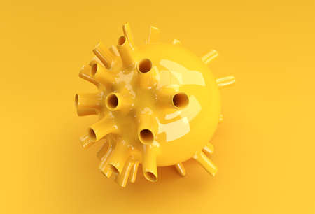 3D Render illustration Flu virus Floating in Fluid Microscopic view Design.の写真素材