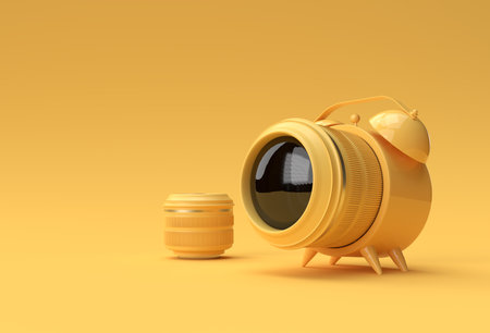Realistic camera lens with watch for Perfect timing shot 3D Rendering.の写真素材