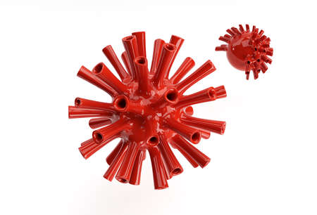 3D Render illustration Flu virus Floating in Fluid Microscopic view Design.の写真素材