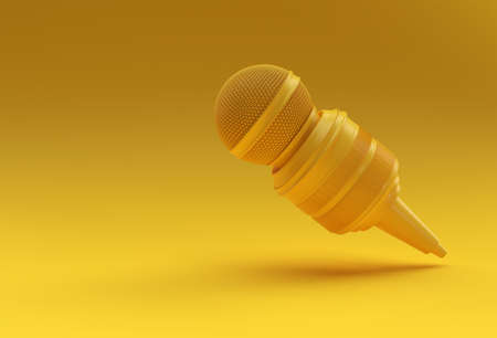 Journalism concept. Live news Mic with Camera 3D Renderind Backgroundの写真素材