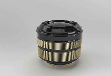 Realistic camera lens with reflections 3D Rendering.の写真素材