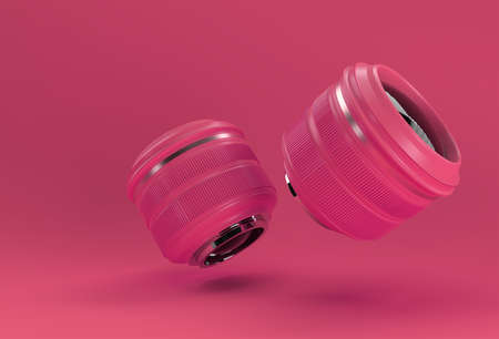 Realistic camera lens with reflections 3D Rendering.の写真素材