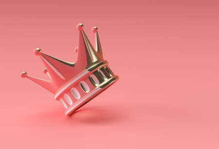 3D Render Illustration Turquoise Crown isolated on Color Backgroundの写真素材
