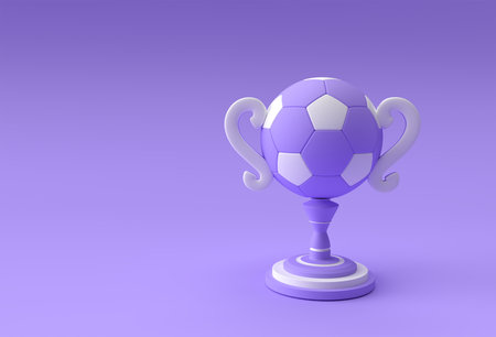 3D Render football trophy cup isolated on Color Background.の写真素材