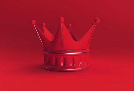 3D Render Illustration Turquoise Crown isolated on Color Backgroundの写真素材