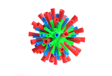 3D Render illustration Flu virus Floating in Fluid Microscopic view Design.の写真素材