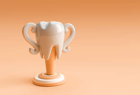 Dental Trophy model of premolar tooth 3D Rendering.の写真素材