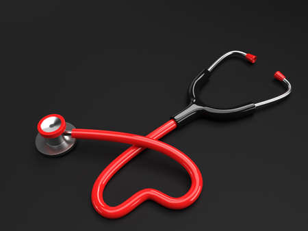 3d Render Realistic Medical Stethoscope on Color Background.の写真素材