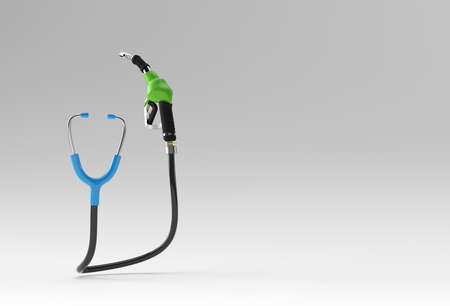 3D Render Realistic Medical Stethoscope with fuel pump illustration Design.の写真素材