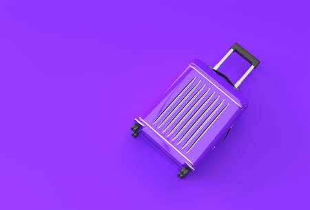 3D Render Polycarbonate Suitcase on Pastel Purplle Background.の写真素材