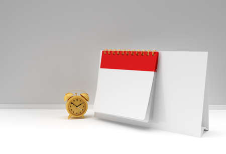 3D Render Alarm Clock with Notebook mock up with clean blank for design and advertising, 3d...