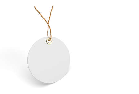 3D Render Blank Tag Tied with String Price Tag, Gift tag, Sale Tag.の写真素材