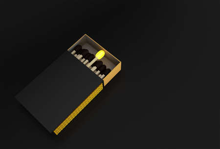 3D Render Opened Blank matchbox Mockup isolated on Color Backgroundの写真素材