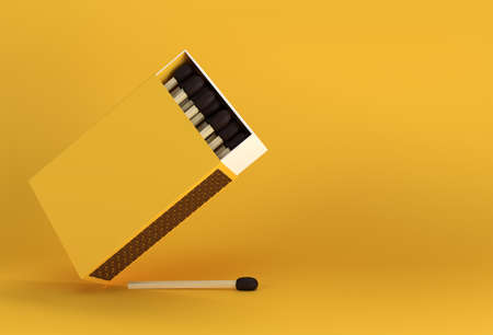 3D Render Opened Blank matchbox Mockup isolated on Color Backgroundの写真素材