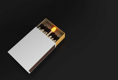 3D Render Opened Blank matchbox Mockup isolated on Color Backgroundの写真素材