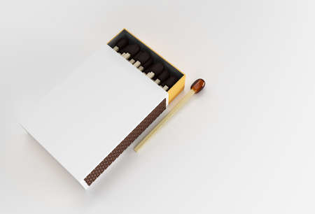 3D Render Opened Blank matchbox Mockup isolated on Color Backgroundの写真素材