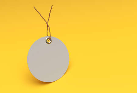 3D Render Blank Tag Tied with String Price Tag, Gift tag, Sale Tag.の写真素材