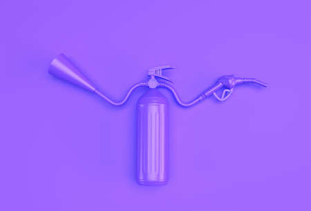 3D Render Fire Extinguisher with fuel pump nozzle Pastel Color Background.の写真素材