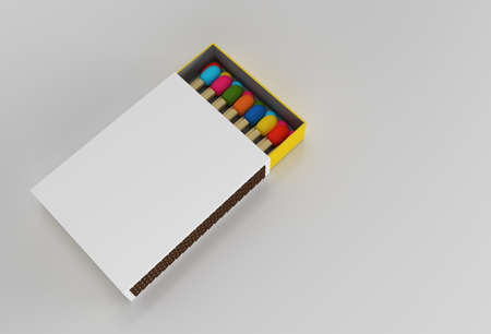 3D Render Opened Blank matchbox Mockup isolated on Color Backgroundの写真素材
