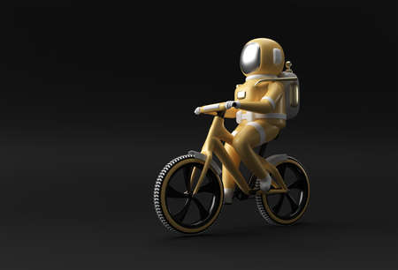3D Render Concept of astronaut bicycle 3D art design illustration.の写真素材