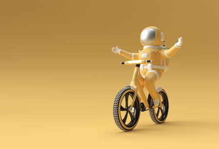 3D Render Concept of astronaut bicycle 3D art design illustration.の写真素材