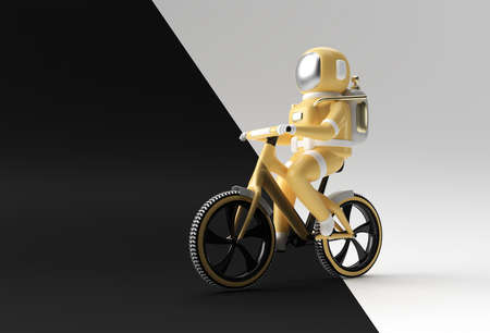 3D Render Concept of astronaut bicycle 3D art design illustration.の写真素材
