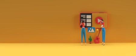 Creative 3D Render Design for web banner, marketing material, business presentation, online advertising.の写真素材