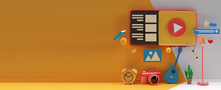 Creative 3D Render Design for web banner, marketing material, business presentation, online...
