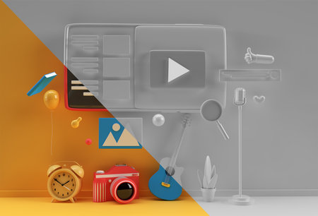 Creative 3D Render Design for web banner, marketing material, business presentation, online advertising.の写真素材