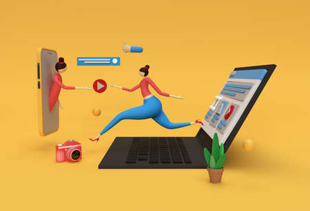 Creative 3D Render Web Development Deal Banner, Marketing material, presentation, online advertising.の写真素材