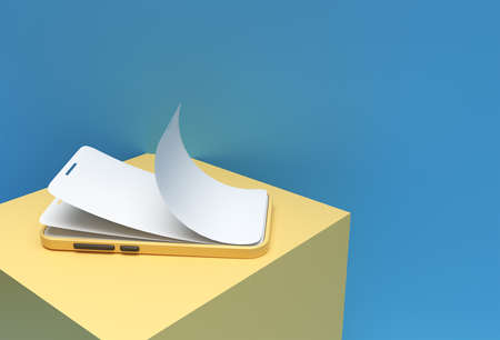 Mock-up smart phone with empty screen replacement Screen Protector Glass 3D rendering.の写真素材