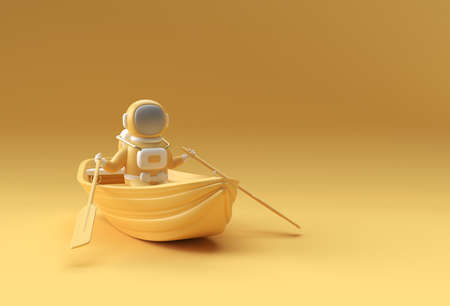 3d render of a astronaut fun on boatの写真素材