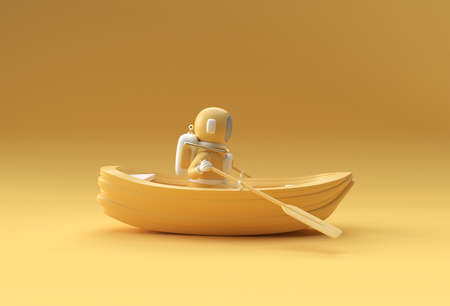 3d render of a astronaut fun on boat 3d illustration.の写真素材