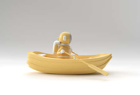 3d render of a astronaut fun on boat 3d illustration.の写真素材