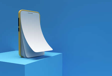 Mock-up smart phone with empty screen replacement Screen Protector Glass 3D rendering.の写真素材