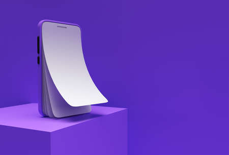 Mock-up smart phone with empty screen replacement Screen Protector Glass 3D rendering.の写真素材