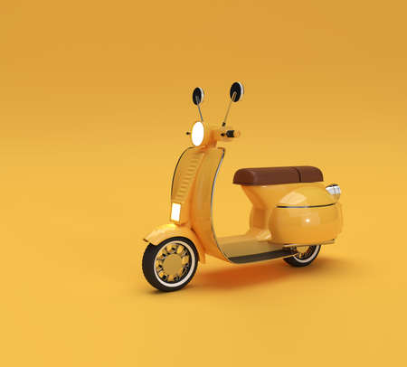3D Render Classic Motor Scooter Side Viewの写真素材