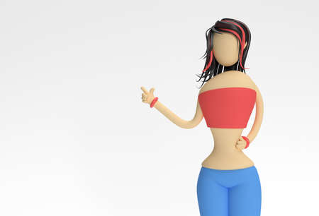 3D Render Cartoon Woman Hand with thumbs Gesture Asking for Lift.の写真素材