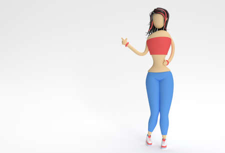 3D Render Cartoon Woman Hand with thumbsの写真素材