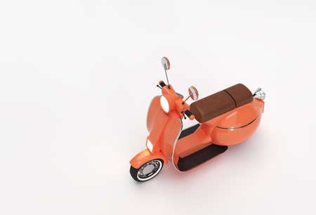 3D Render Classic Motor Scooter Side View on a White Background.の写真素材