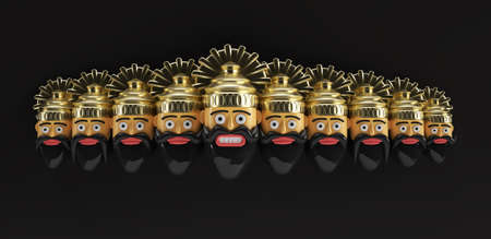 Dussehra Celebration - Ravana with ten Heads 3D Rendering Illustration.