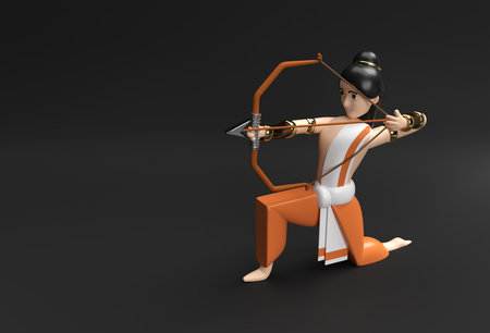 Lord Rama Arrow with Bow Navratri festival of India Poster, 3D Render illustration Design.の写真素材