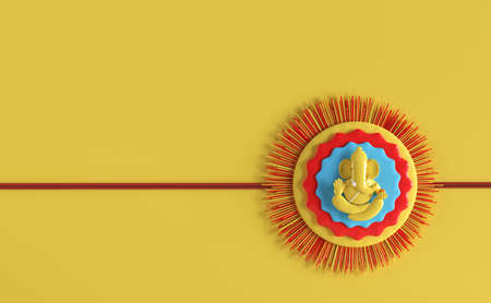 3D Render Happy Raksha Bandhan celebration. Beautiful traditional rakhi design background for Indian...